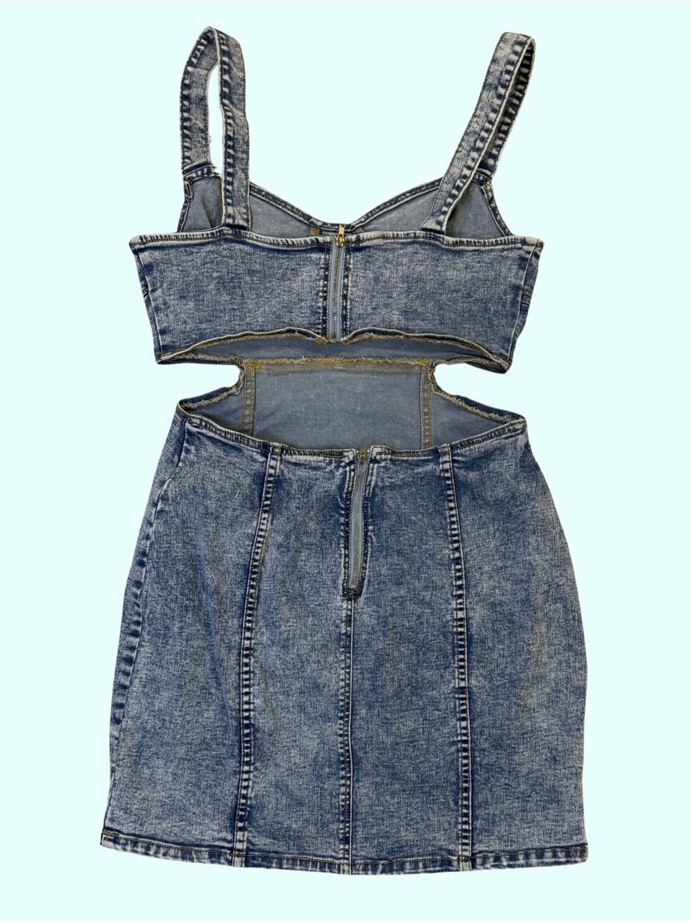 Denim Cutout Mini Dress - Blue - Picture 2 of 7